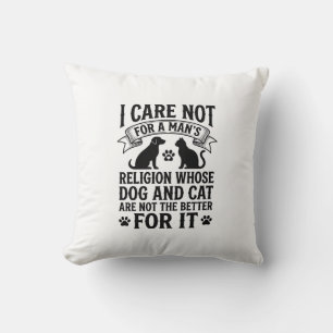 Vintage Dog Cat Religion Quote Pet Lover Design_1 Cushion