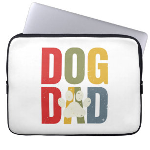 Vintage Dog Dad Paw Print Retro Typography Shirt_1 Laptop Sleeve