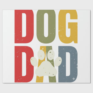 Vintage Dog Dad Paw Print Retro Typography Shirt_1 Wrapping Paper