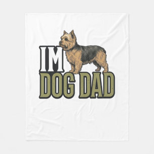 Vintage Dog Dad Terrier Engraving Shirt Design_1 Fleece Blanket