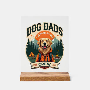 Vintage Dog Dads Outdoor Sports Crew Golden Retrie Acrylic Sign