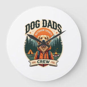 Vintage Dog Dads Outdoor Sports Crew Golden Retrie Large Clock