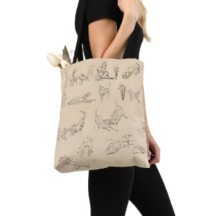 Vintage Dog Drawing, Cute Neutral Tote Bag