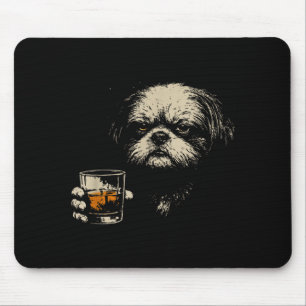 Vintage Dog Drinking Lovers Shirt Dog Shih Tzu Mouse Pad