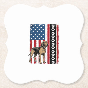 Vintage Dog Flag Paw Print Patriotic Shirt Design_ Paper Coaster