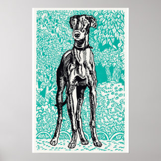 Vintage Dog Greyhound (1912) by Moriz Jung Poster