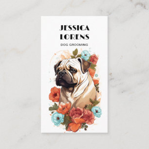 Vintage Dog Groomer Pet  Pug Mops Puppy Business Card