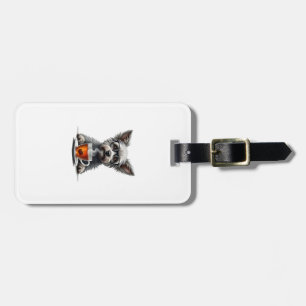 Vintage Dog Holding Tea with Glasses Retro Pet Ill Luggage Tag