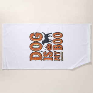 Vintage Dog Is My Boo Halloween Shirt Design_1 Beach Towel