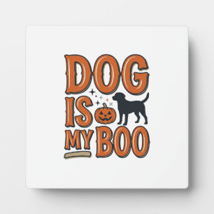 Vintage Dog Is My Boo Halloween Shirt Design_1 Plaque