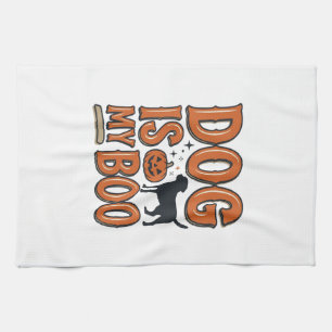 Vintage Dog Is My Boo Halloween Shirt Design_1 Tea Towel