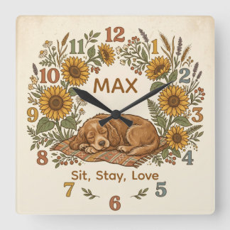 Vintage Dog Silhouette Personalised Wall Clock 