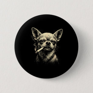 Vintage dog smoking cigarette funny chihuahua 6 cm round badge