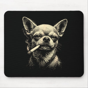 Vintage Dog Smoking Cigarette Funny Design Mouse Pad