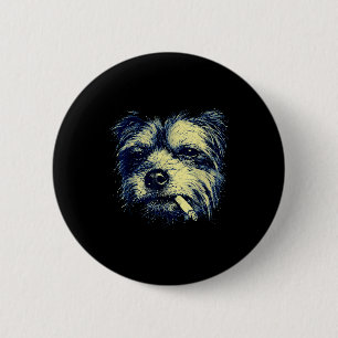 Vintage Dog Smoking Cigarette Funny Yorkie Meme 6 Cm Round Badge