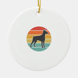 Vintage Dog Sunset Silhouette Vector Design_1 Ceramic Ornament