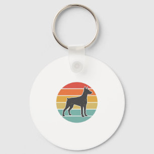 Vintage Dog Sunset Silhouette Vector Design_1 Key Ring