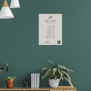 Vintage Dog Walker Services & Pricing List QR CODE Poster