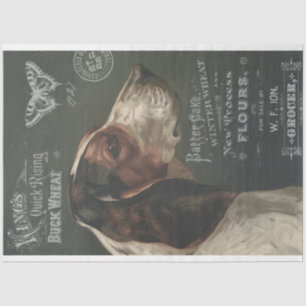 Vintage Dog with Ephemera Decoupage Tissue Paper