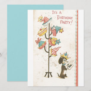 Vintage Doggy King Birthday Party Invitation