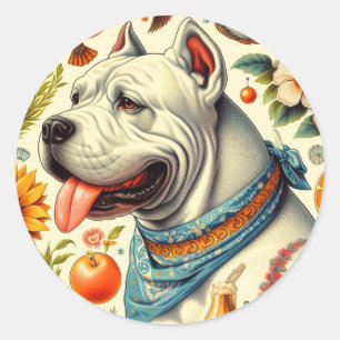 Vintage Dogo Argentino Illustration Classic Round Sticker