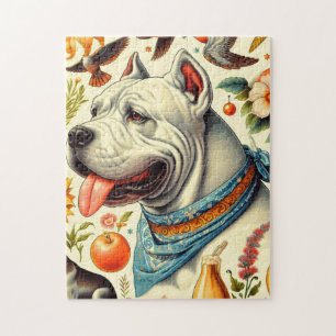 Vintage Dogo Argentino Illustration Jigsaw Puzzle