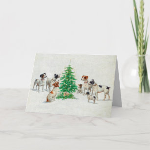 Vintage Dogs Christmas Tree Personalised Greeting Card