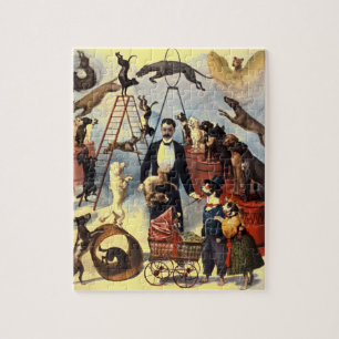 Vintage Dogs Circus Illustration Art Old Antique Jigsaw Puzzle