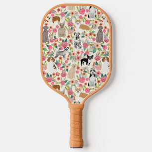 Vintage Dogs Florals Cute  Pickleball Paddle