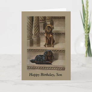 Vintage Dogs Sitting on a Staircase Son Birthday Card