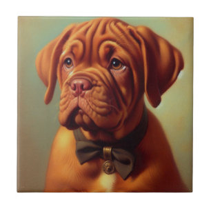 Vintage Dogue de Bordeaux Painting Ceramic Tile