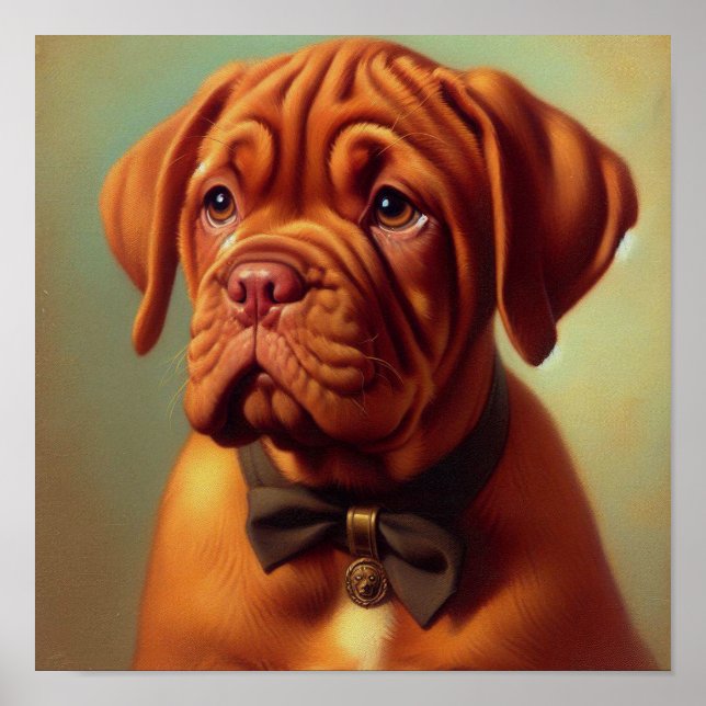 Vintage Dogue de Bordeaux Painting Poster (Front)