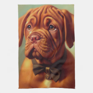 Vintage Dogue de Bordeaux Painting Tea Towel