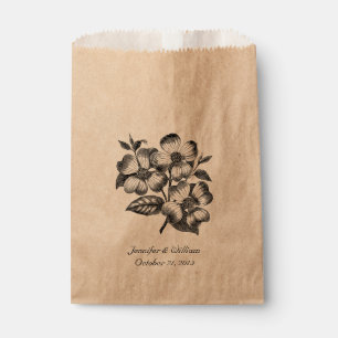 Vintage Dogwood Illustration Wedding Favour Bag
