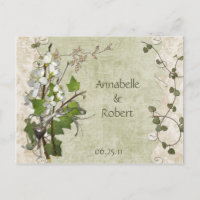 Vintage Dogwood Ivy Flowers Save The Date