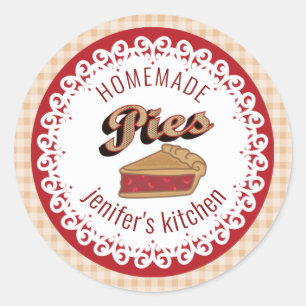 Vintage doily lace typography homemade pies classic round sticker