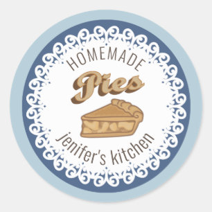 Vintage doily lace typography homemade pies classic round sticker