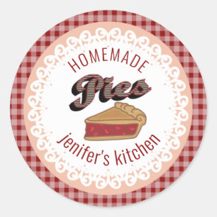 Vintage doily lace typography homemade pies classic round sticker