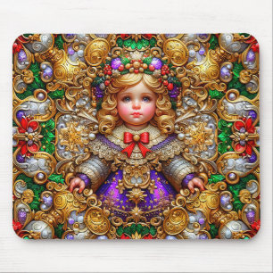 VINTAGE DOLL ~ A GOLDEN Christmas ~ Mouse Pad