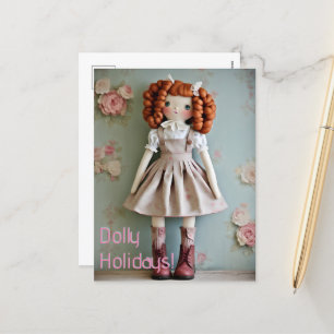 Vintage Doll Collection Redhead Clarissa Holiday Postcard