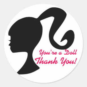 Vintage Doll Silhouette Thank You Label