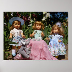 Vintage Dolls Elegant Tea Party Poster