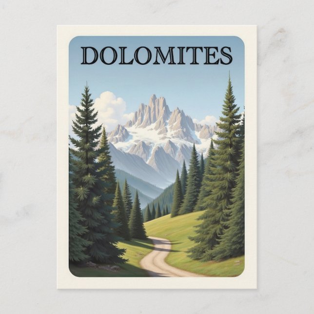 Vintage Dolomites Mountains Italy Landscape Postcard (Front)