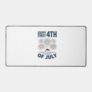 Vintage Dolphin 4th of July Fireworks Shirt Design Desk Mat