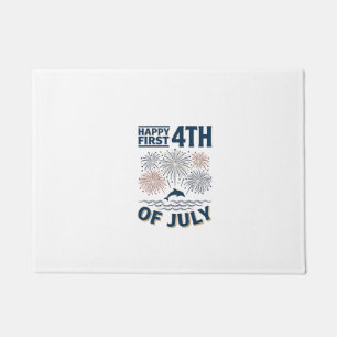 Vintage Dolphin 4th of July Fireworks Shirt Design Doormat