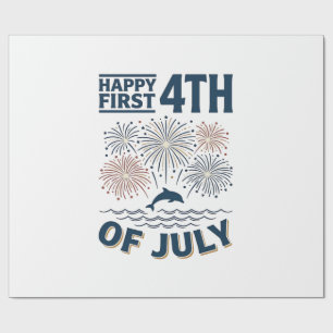 Vintage Dolphin 4th of July Fireworks Shirt Design Wrapping Paper