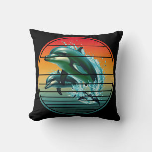 Vintage Dolphin Ocean Sea Creature Dolphins Cushion