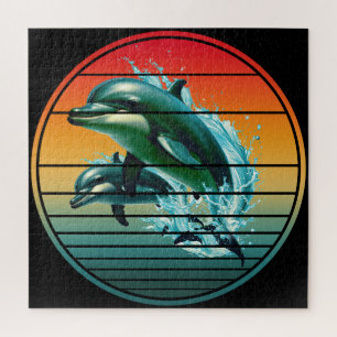 Vintage Dolphin Ocean Sea Creature Dolphins Jigsaw Puzzle