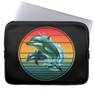 Vintage Dolphin Ocean Sea Creature Dolphins Laptop Sleeve