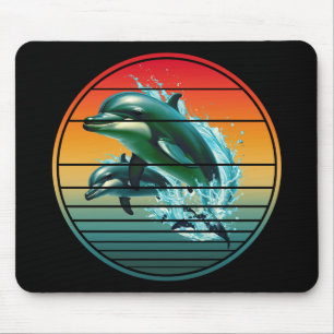 Vintage Dolphin Ocean Sea Creature Dolphins Mouse Pad